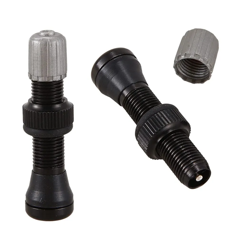 2PCS 44MM Aluminum Alloy Tubeless Valve Schrader Stems for Road MTB Bicycle - Black