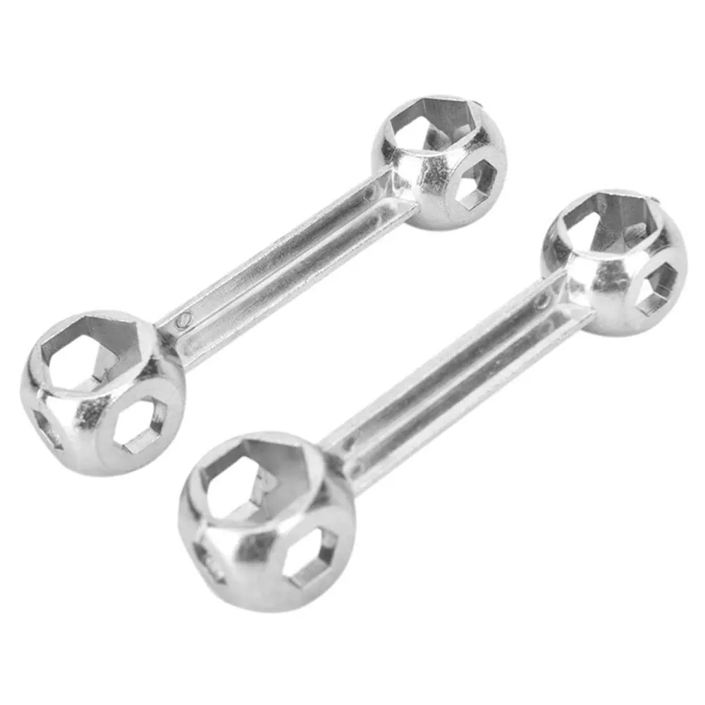 2pcs Multi-Function Bicycle Repair Tool Set - Lock Ring Spanner, 10-in-1 Hex Wrench, Silver