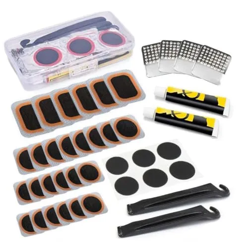 32 PCS Bike Tire Repair Kit with Puncture Patches, Portable Storage Box for MTB and Road Cycling
