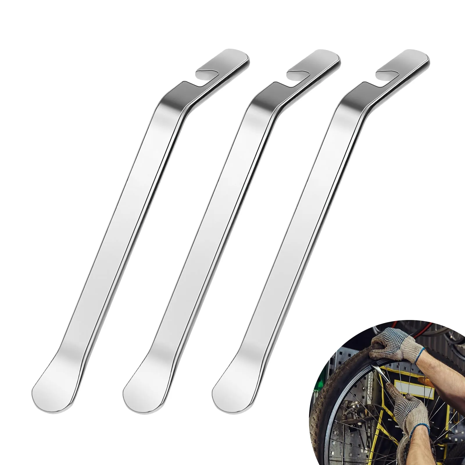 3 Pcs Steel Bicycle Tire Lever Tool Kit for Easy Tire Changes - Durable, Ergonomic Design