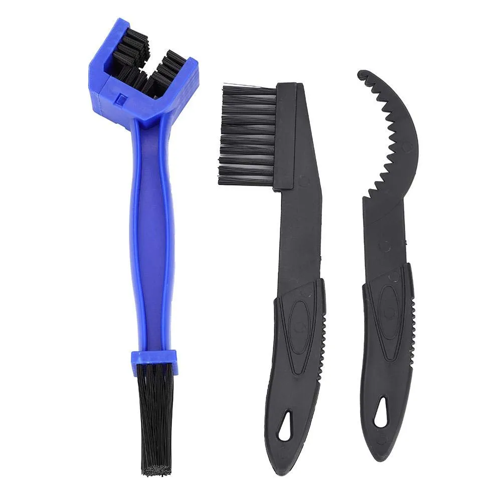 3pcs Bike Cleaning Tool Set - Durable Brushes for Chain, Crank, Sprocket - Essential Cycling Accessory