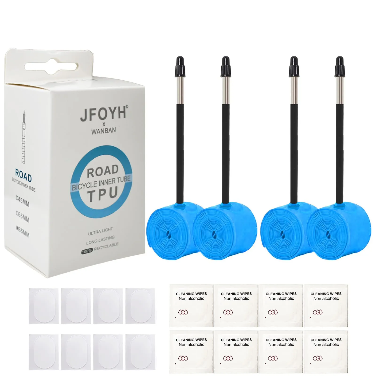 4-Pack Ultra-Light TPU Inner Tubes 700x 18-32c with Presta Valves for Road Bikes - 33g Lightweight