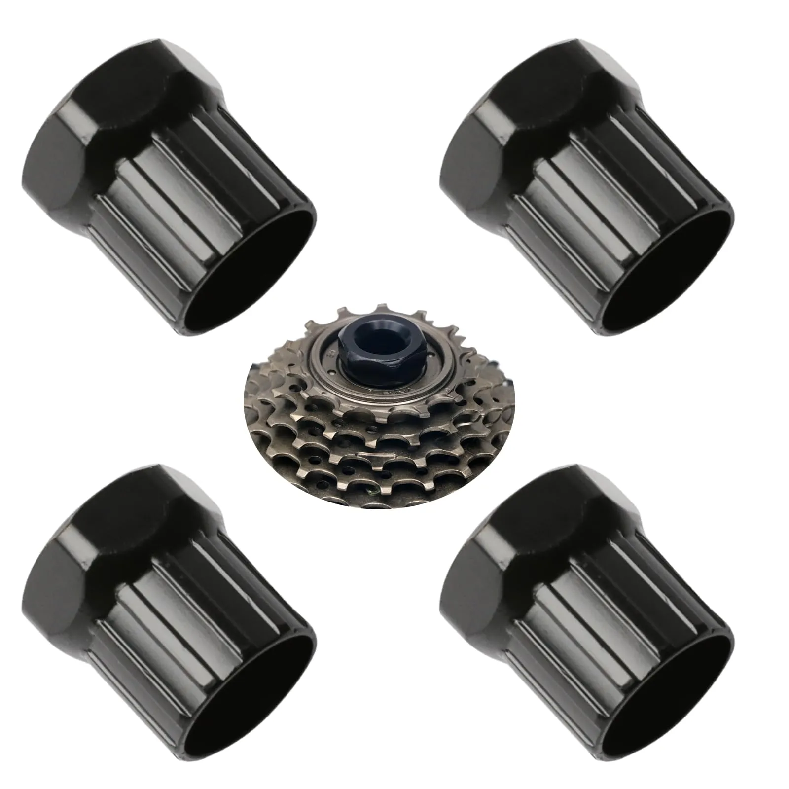 4-Piece Bike Cassette Lockring Tool Set for Mountain and Road Bikes, Durable Carbonized Steel