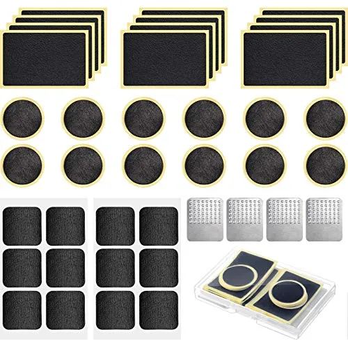 40-Piece Bicycle Tire Repair Kit with 36 Self-Adhesive Patches & 4 Metal Rasps for Cyclists