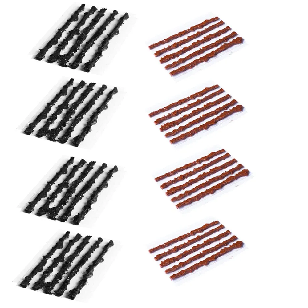 40 pcs 1.5mm Bike Tubeless Tire Repair Kit Strips - 20 Black & 20 Brown Refills for Road & Mountain Bikes