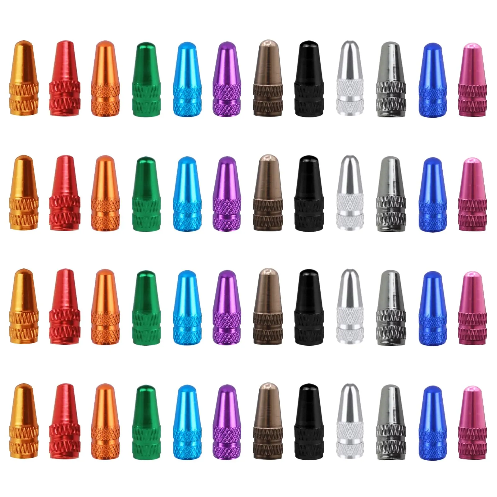 48 PCS Multi Color Presta Valve Caps for Mountain & Road Bikes - Fun Rocket-Shaped Design