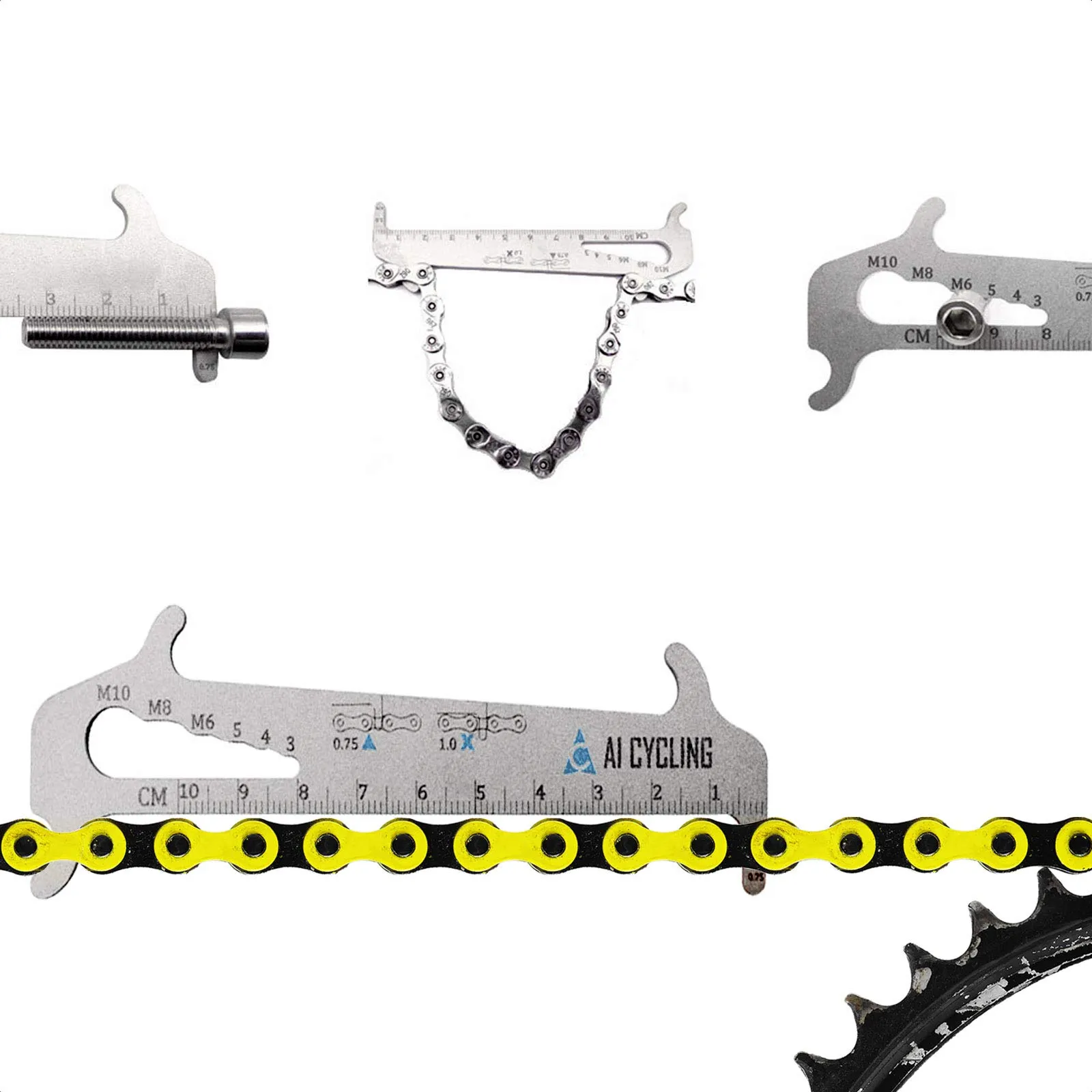 4 in 1 Bicycle Chain Checker Tool for Shimano Sram KMC - Accurate Wear Indicator
