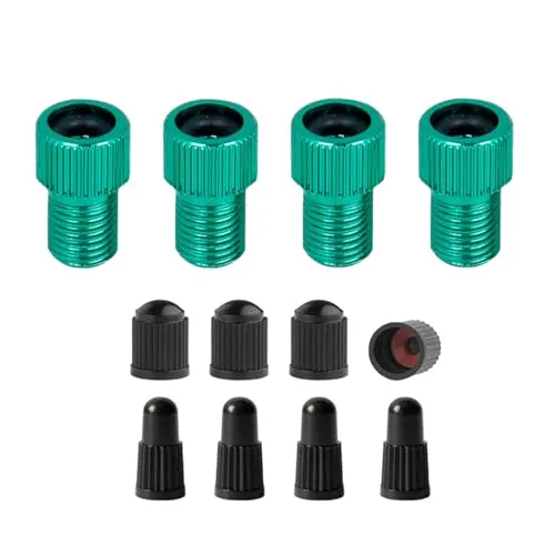 4 Pack Aluminum Alloy Schrader Valve Adapters with Tire Caps for Bicycles, Lightweight & Durable