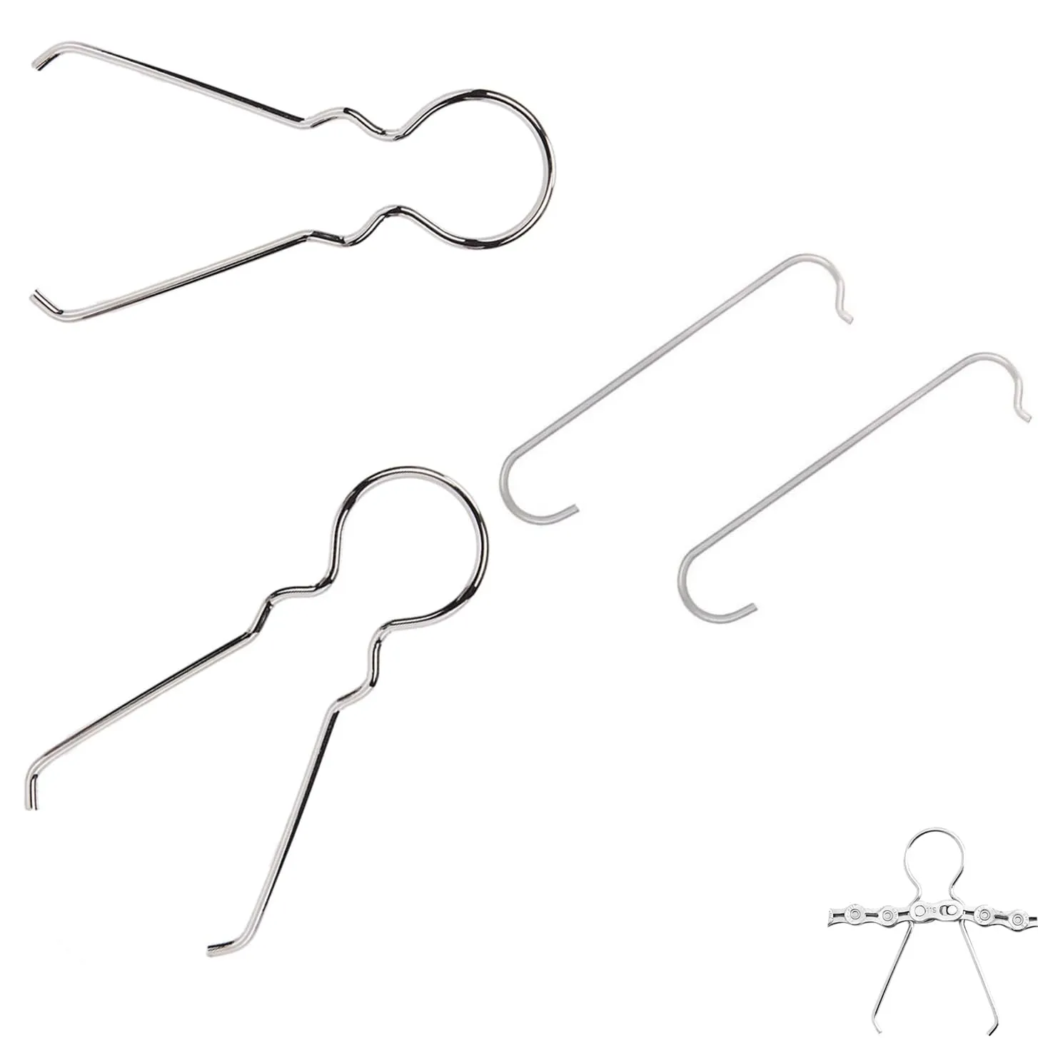 4 Pack Bicycle Chain Repair Tool Kit - Durable Silver Joint Removal Hooks for Mountain & Road Bikes