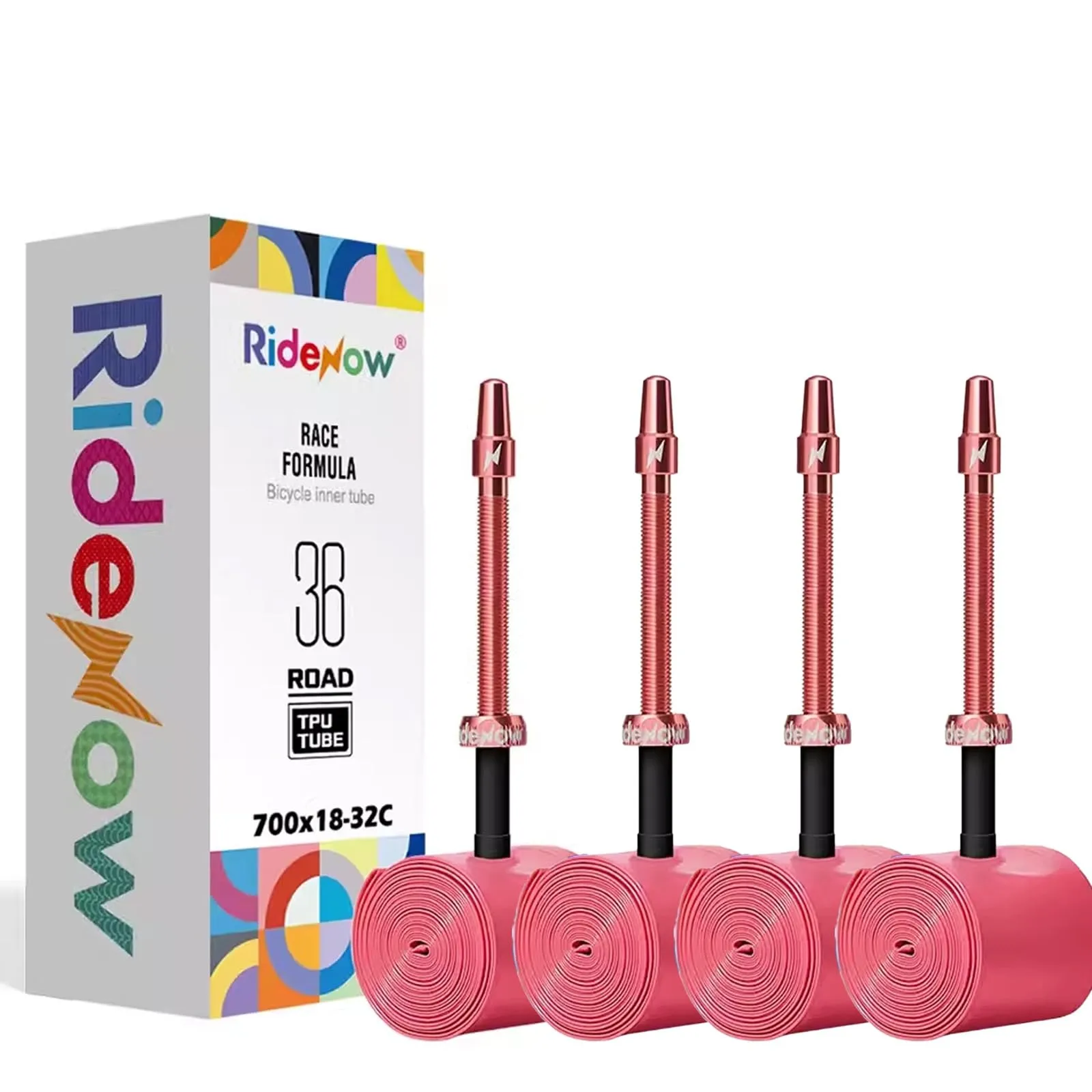 4 Pack RideNow TPU Inner Tubes 700C x 18-32C / 32-47C with 45mm/65mm/85mm Metal Presta Valve