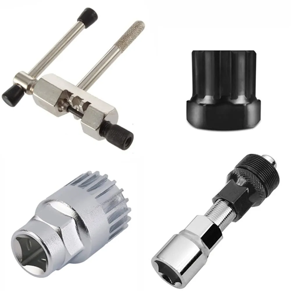 4pcs Bicycle Repair Tool Kit - Bottom Bracket Remover, Chain Cutter, Crank Extractor, Durable Steel