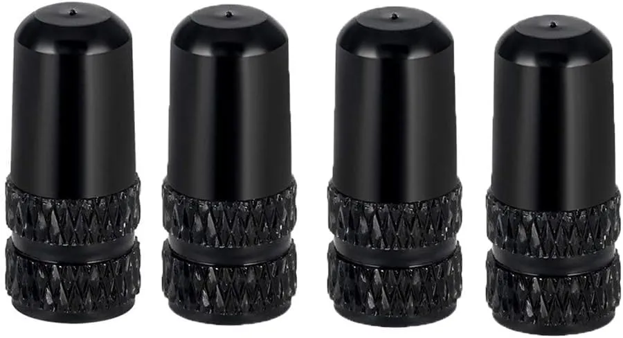 4Pcs Black Presta Valve Caps - Aluminum Alloy Bicycle Valve Stem Caps, Dust Covers for Tyres