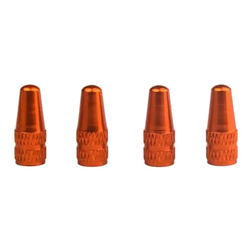 4Pcs Orange Aluminum Alloy Bike Tire Valve Caps - Durable, Lightweight, Easy Installation for All Bikes