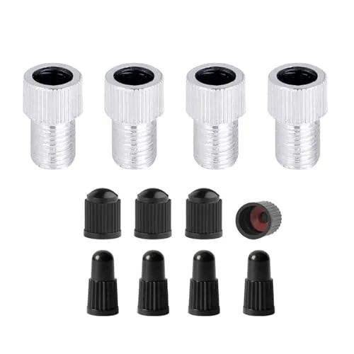 4Pcs Presta to Schrader Bike Valves Adaptor Aluminum Alloy Converter for Bicycles - Silver