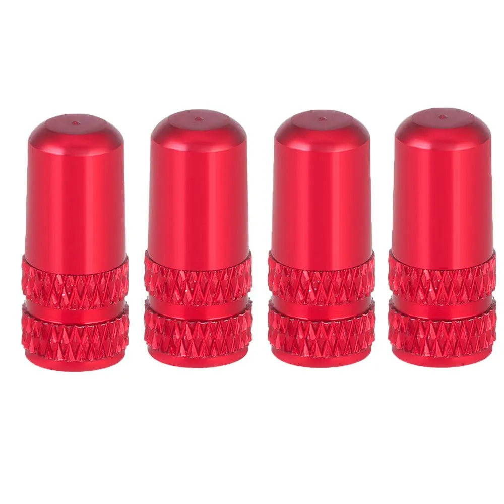 4pcs Presta Valve Caps - Durable Aluminum Alloy Bicycle Tire Valve Dust Covers in Red