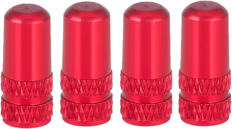 4Pcs Red Aluminum Alloy Bicycle Valve Caps for Tire Valves - Durable Dust Covers, Tyre Air Caps