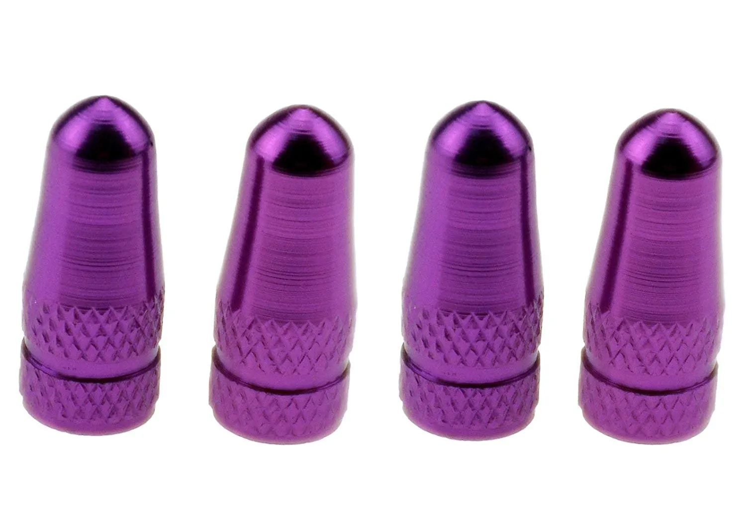 4X Purple French Alloy Presta Valve Caps for Bike Racing - Durable Dust Covers for Bicycle Tires