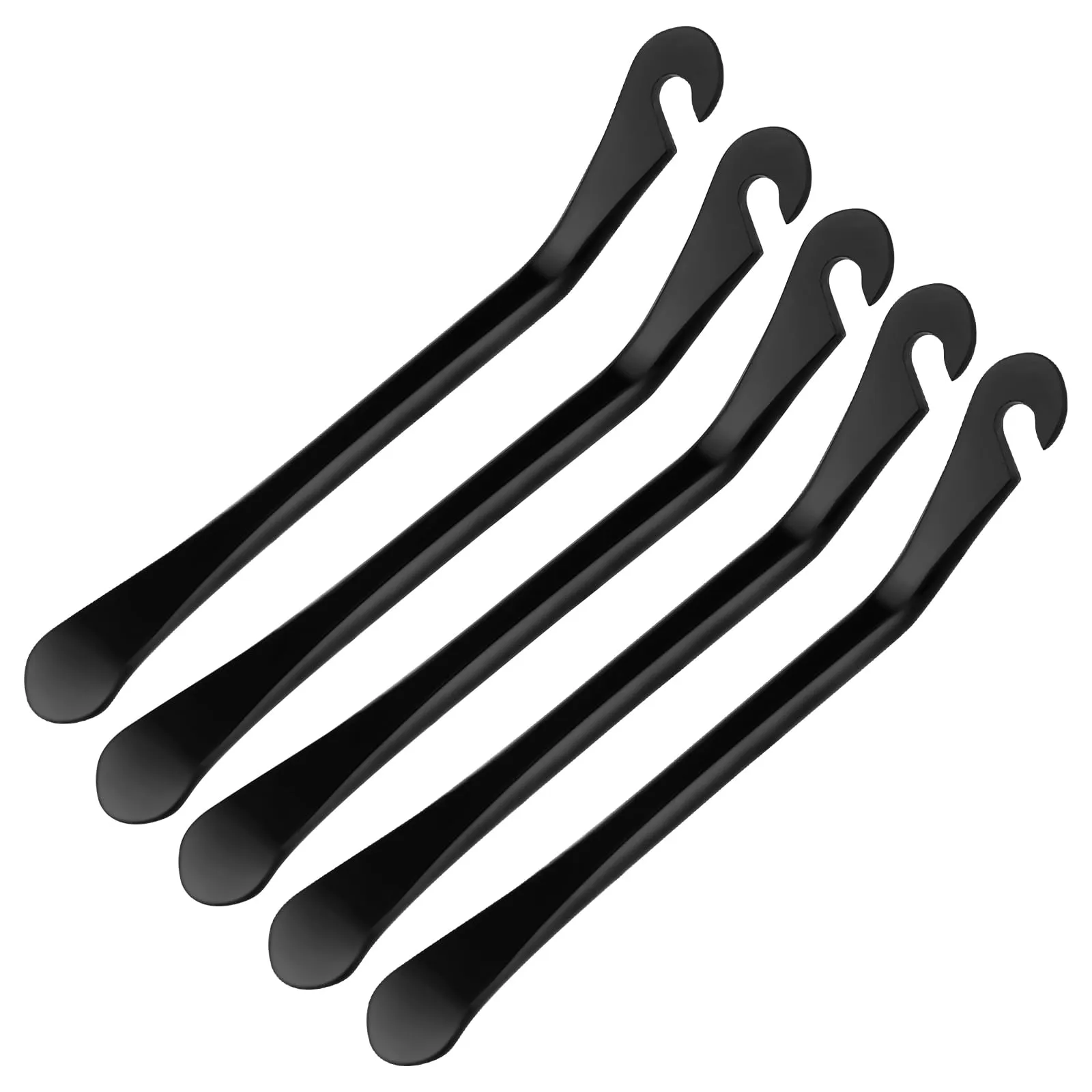 5-Piece Stainless Steel Bike Tire Lever Set - Portable Tool for Easy Tire Changing, Black/Silver