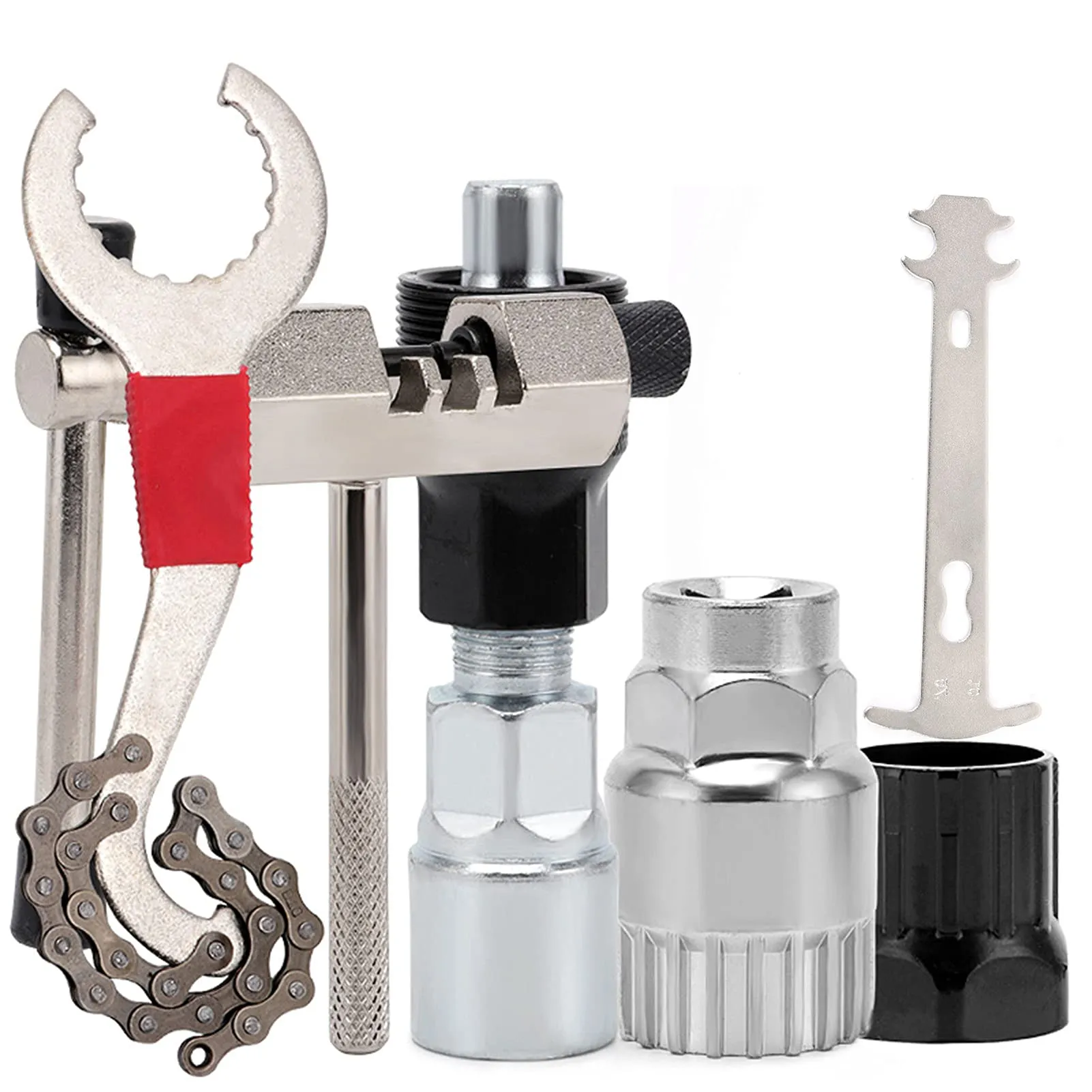 5PCS Bicycle Repair Tool Set - Durable Carbon Steel Crank, Chain, and Wheel Extractor Kits