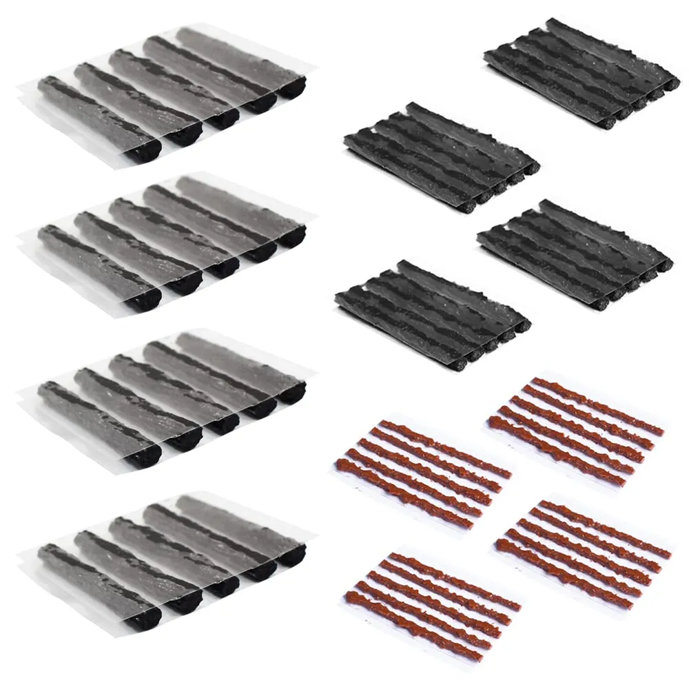 60 Pcs Bike Tubeless Tire Repair Kit - 1.5mm, 3.5mm, 6mm Plugs for Road & Mountain Bikes, Black/Brown