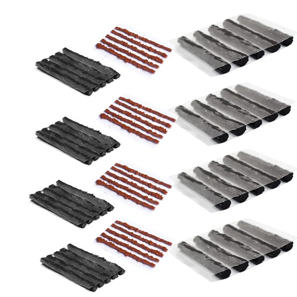 60 Pcs Bike Tubeless Tire Repair Kit - Strips & Plugs in 1.5mm, 3.5mm, 6mm for Road & Mountain Bikes