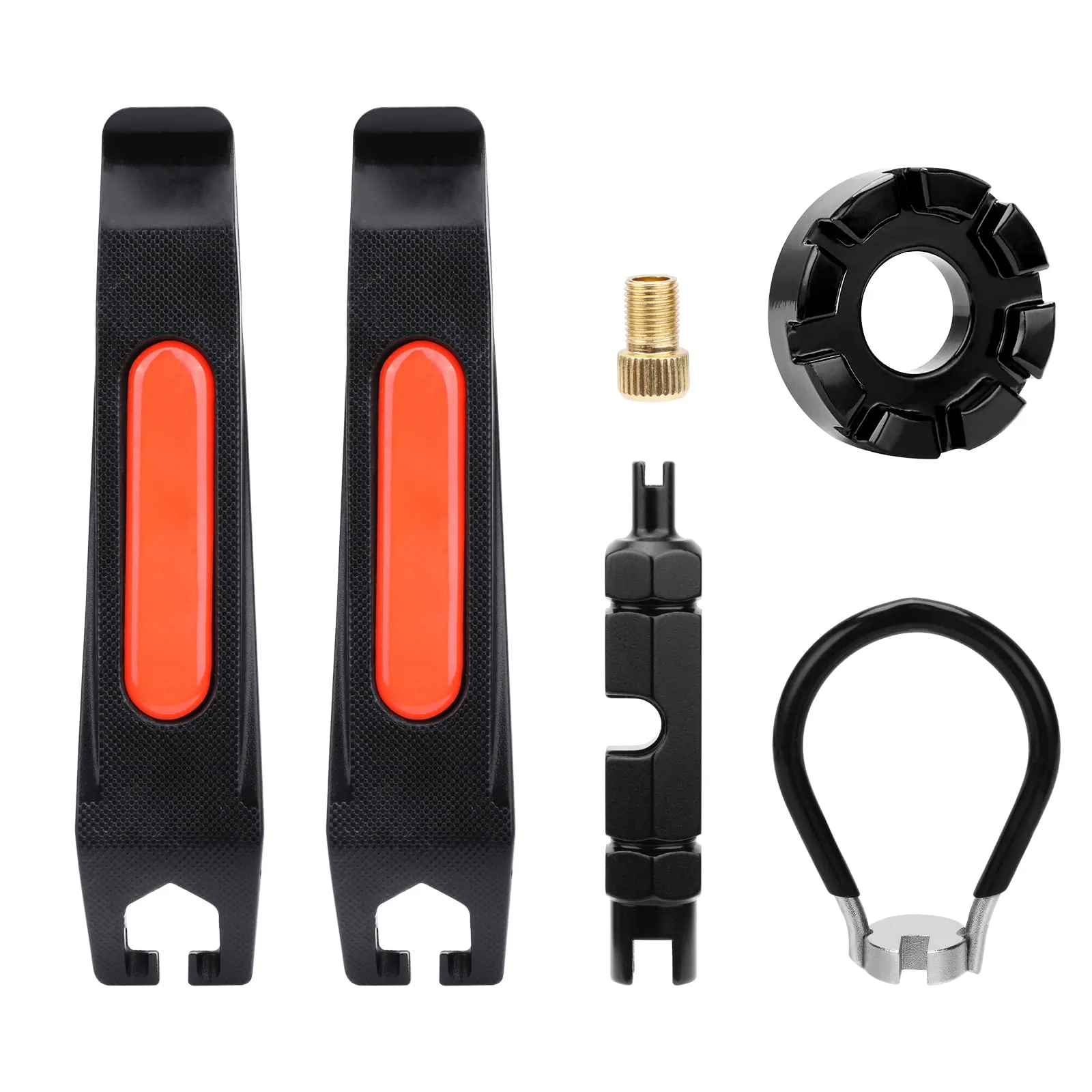 6 Pack Bicycle Spoke Tool Set with Wrenches, Tyre Levers, Valve Adapter - High Quality Durable Tools