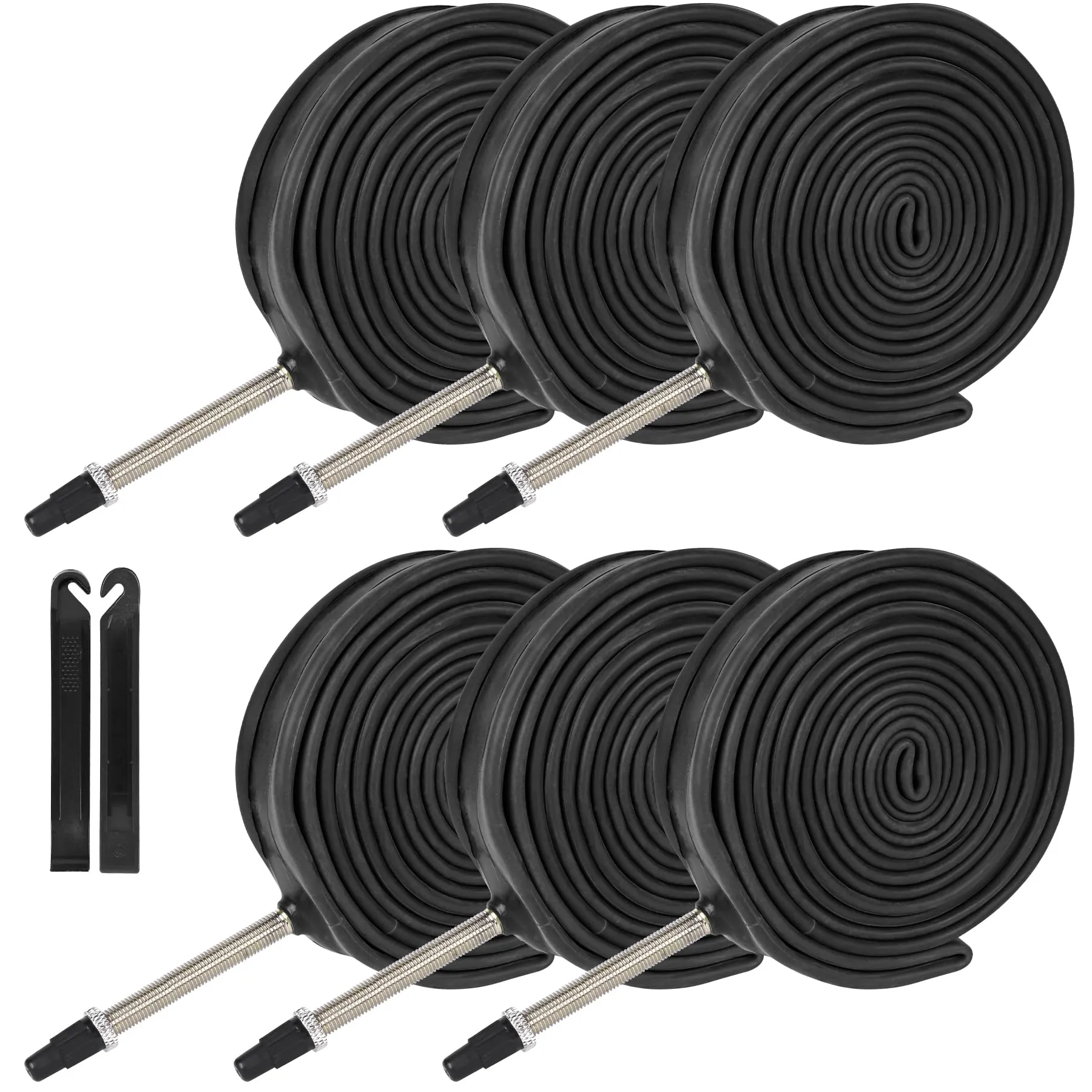 6 Pack Bicycle Tubes 700x20-25C 700x32-47C with 80mm Presta Valves for Road Bikes - Durable and Shock-Proof