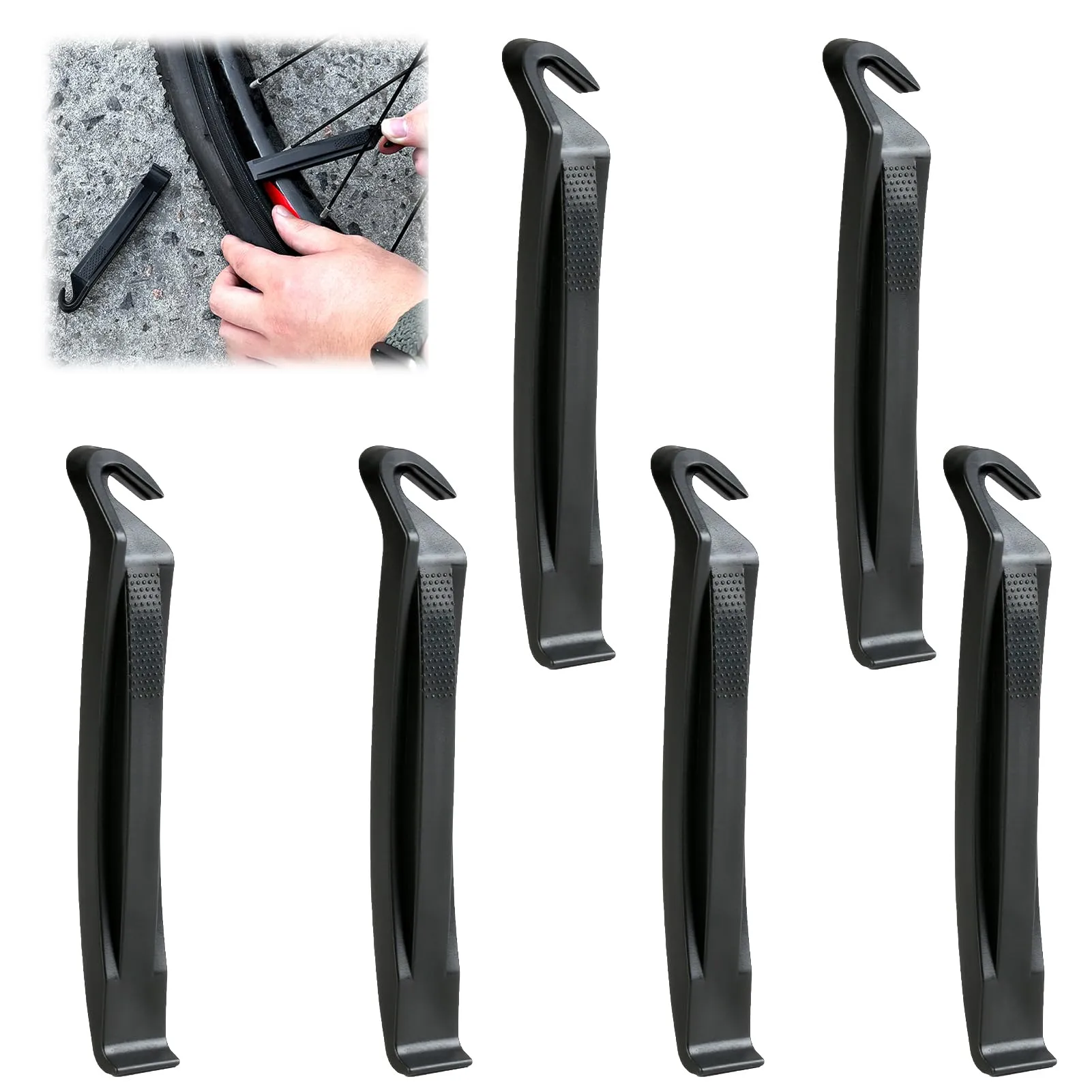 6 Pcs Portable Bike Tire Levers, Durable ABS Spoon with Ergonomic Grip for Road & Mountain Bikes