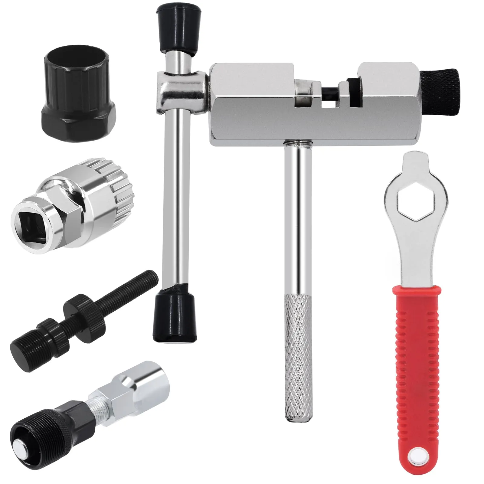 6Pcs Bike Repair Tool Kit with Crank Extractor, Chain Breaker, Bottom Bracket Remover & More