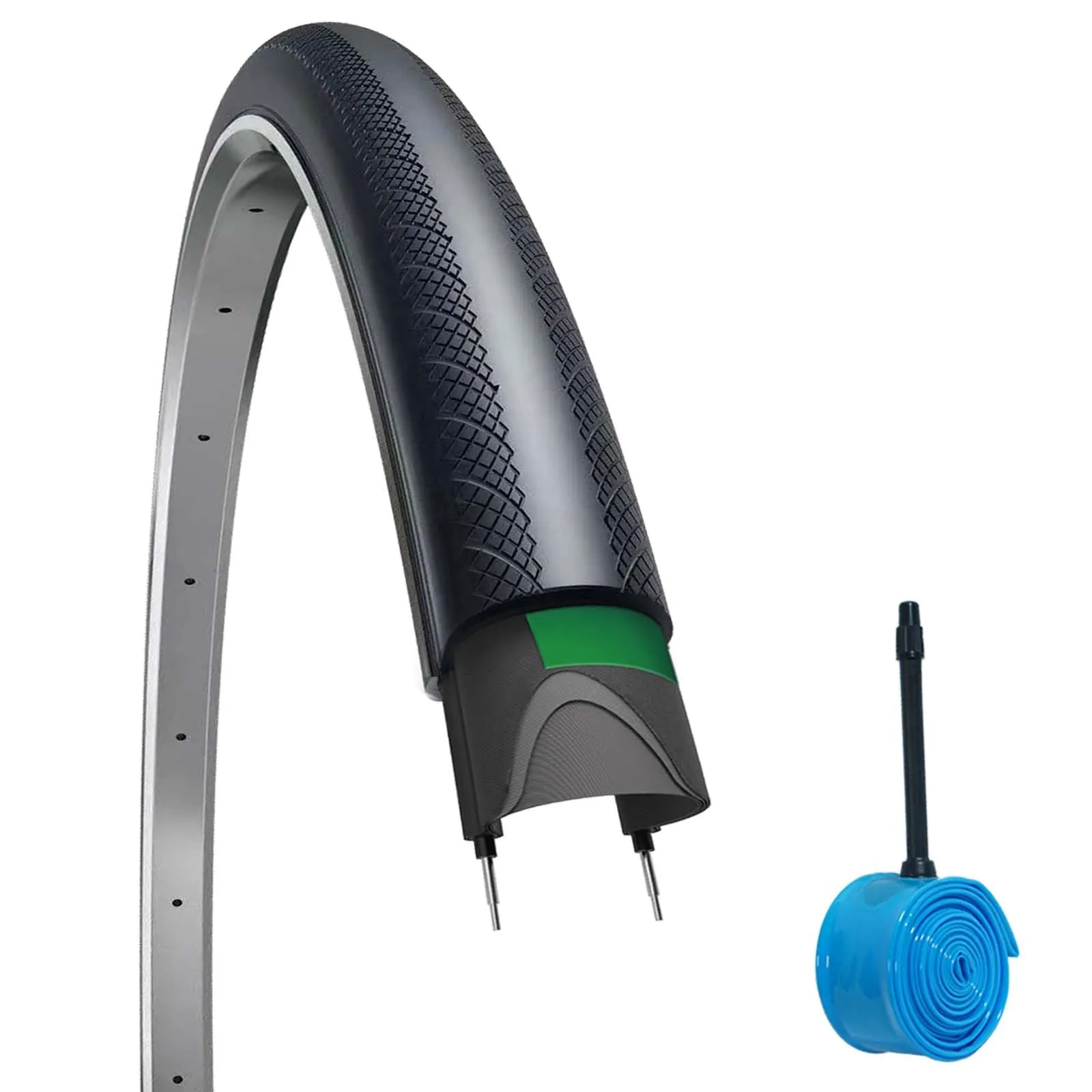 700 Road Bike Tire with TPU Tube, 120TPI Lightweight Road Cycling Tire + Inner Tube (1 Pack)