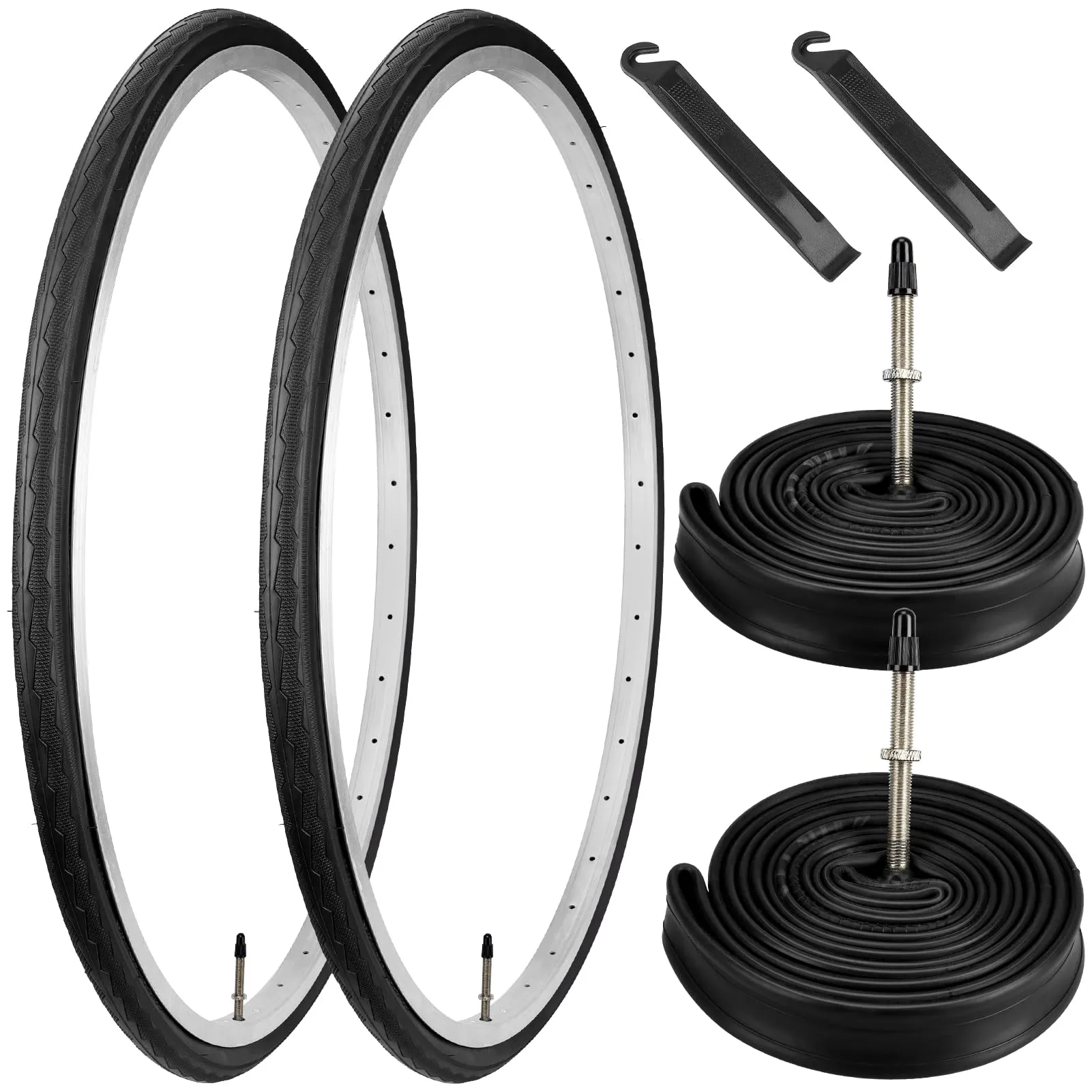 700C Bike Tires 700x28C/28-622 with Tubes & Levers, Compatible with 700 x 25C/28C, Vershin Brand
