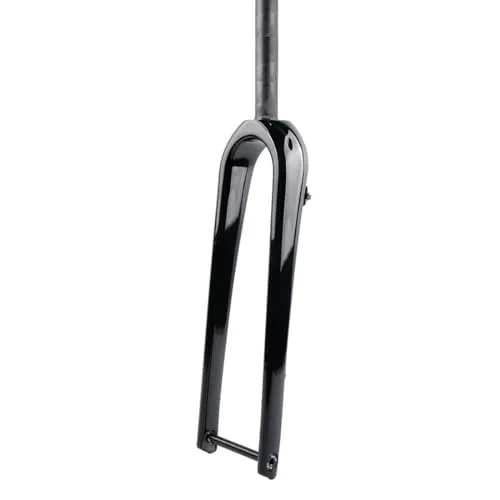 700C Carbon Rigid Fork for Gravel Road Bike, Disc Brake 12x100mm Thru Axle, Glossy Black, Straight