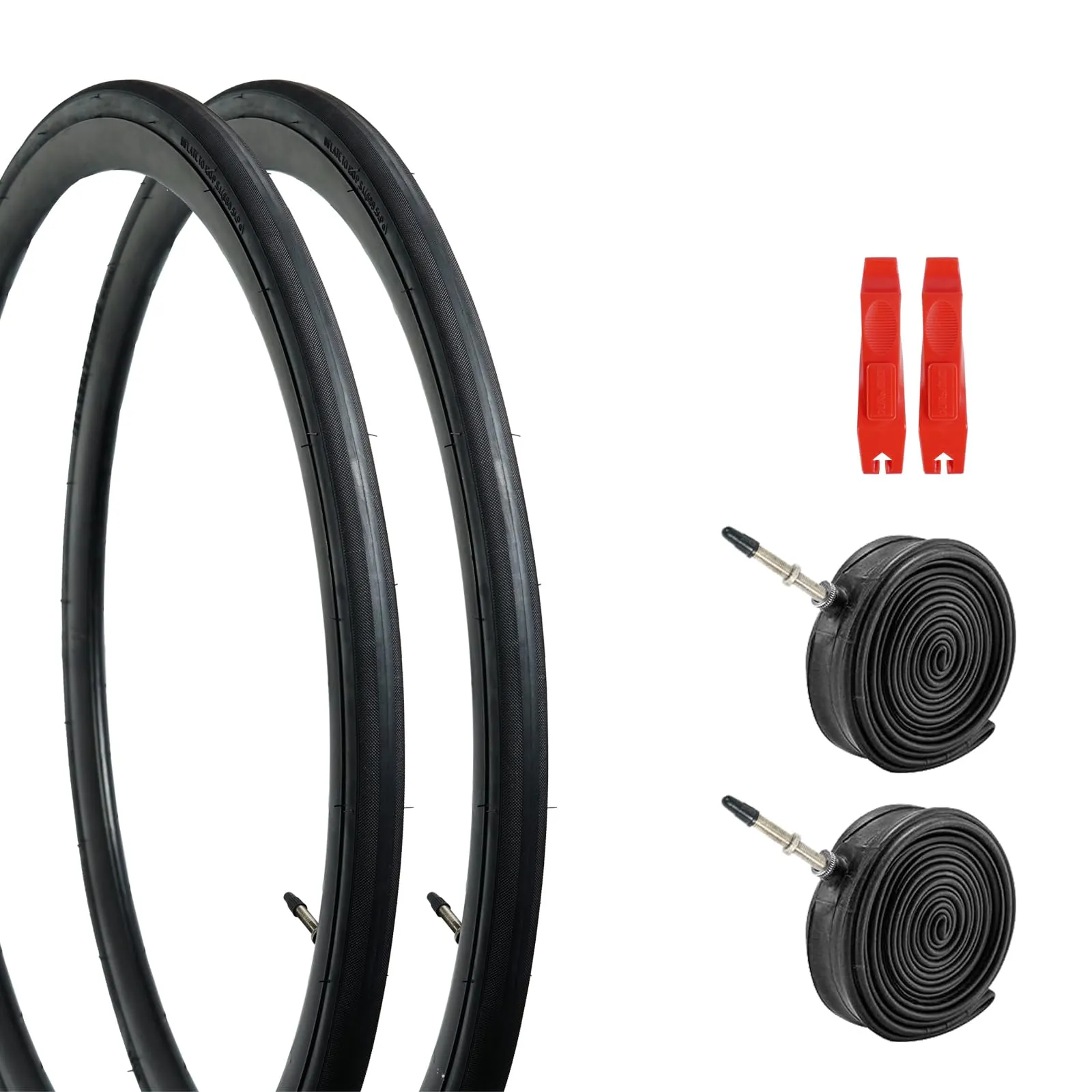 700C Foldable Bike Tires Set with 2 Tubes, Double Tread Puncture Protection for Road Bikes