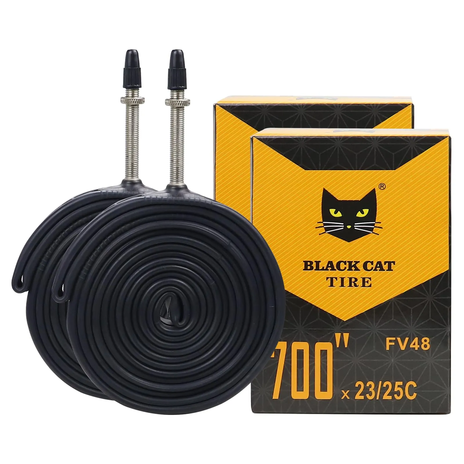 700x23C/25C/28C/32C Bike Tubes - 2 Pcs with 48mm Presta Valve for Road Bikes - High-Quality Rubber