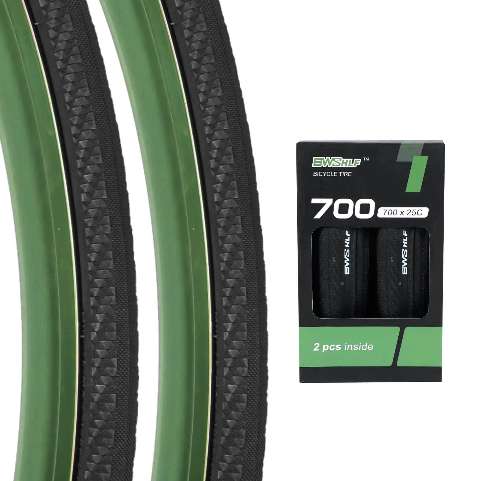 700x25c Road Bike Tires - Durable Folding Bead Replacement, Black, 2-Pack by BWSHLF