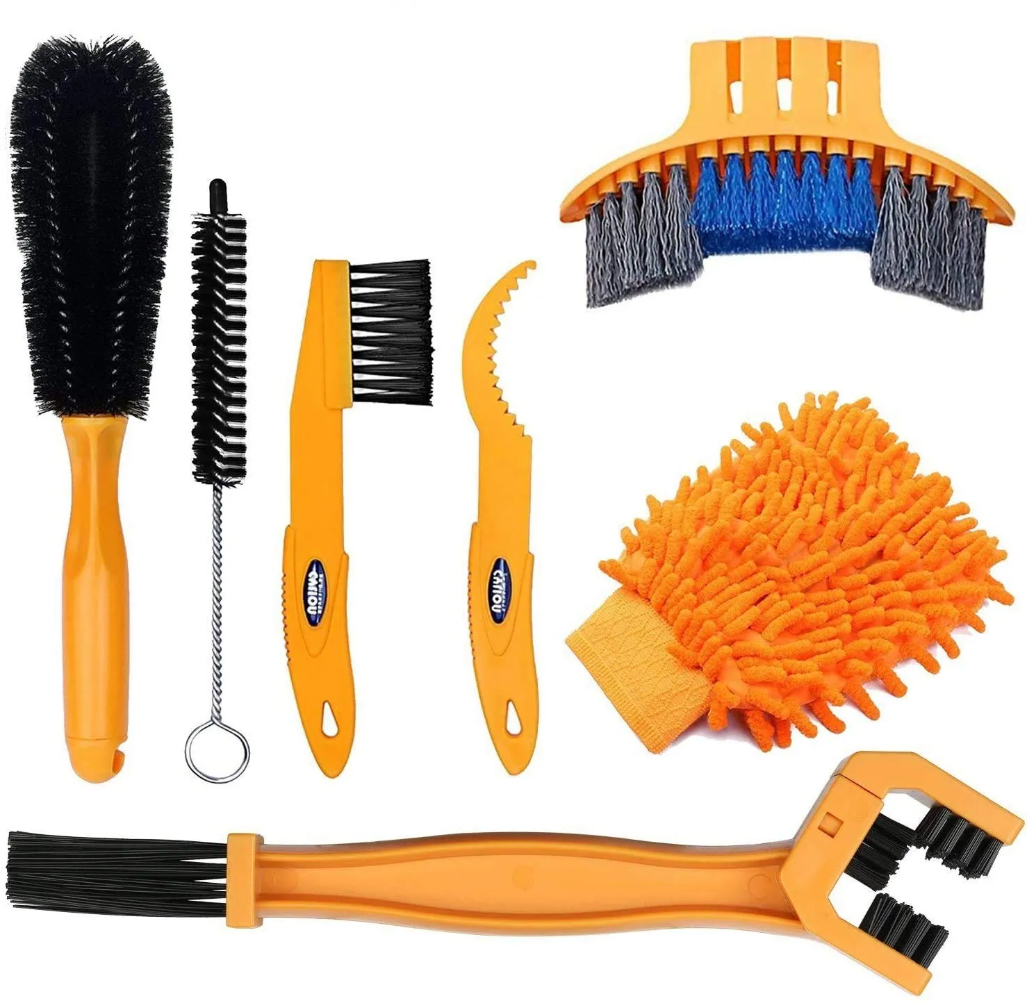 7pcs Bike Cleaning Tools Set for Mountain, Road, City, Hybrid, BMX - Lightweight & Portable