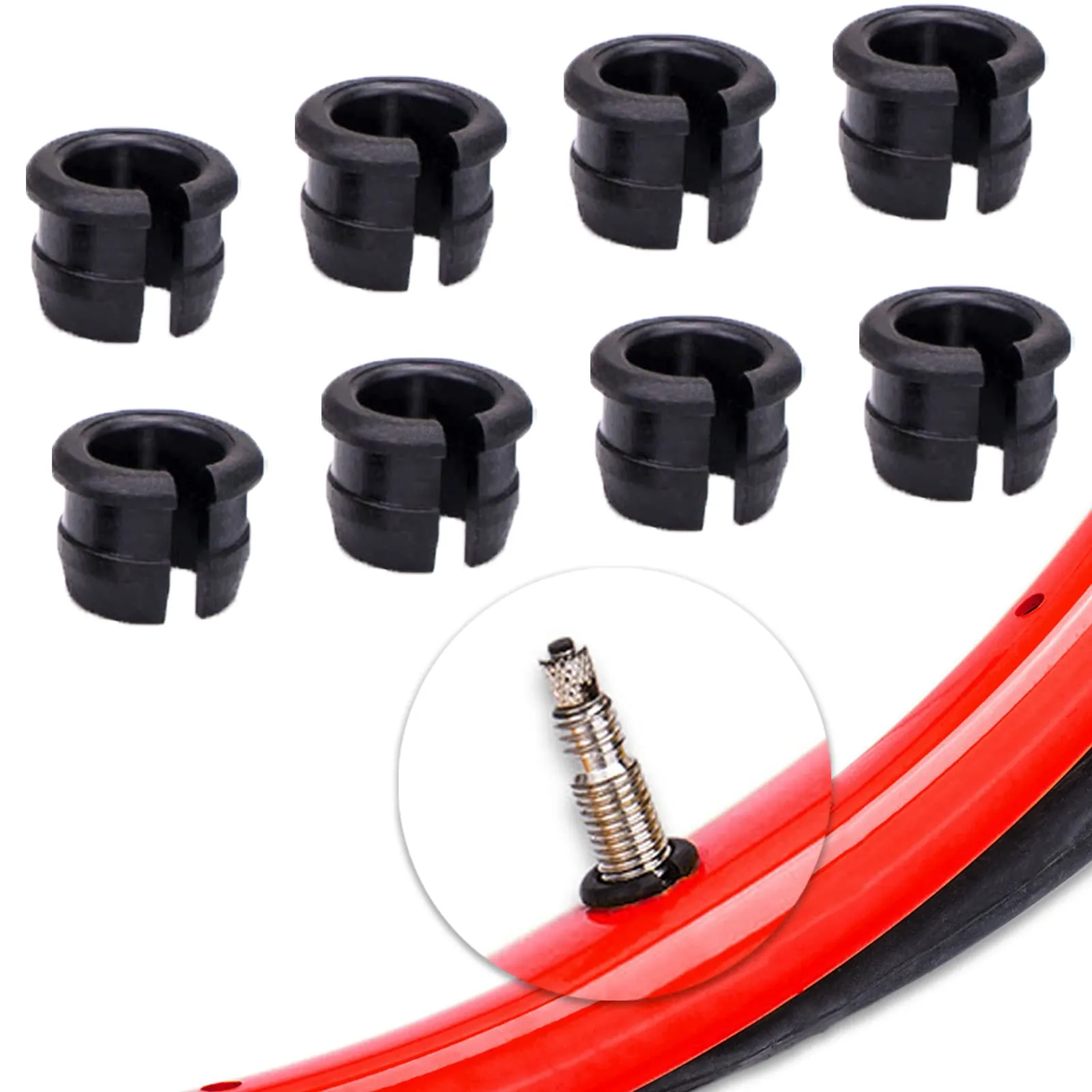 8 Pcs Presta Valve to Schrader Rim Hole Adaptor - Durable Polymer Plastic Valve Converter