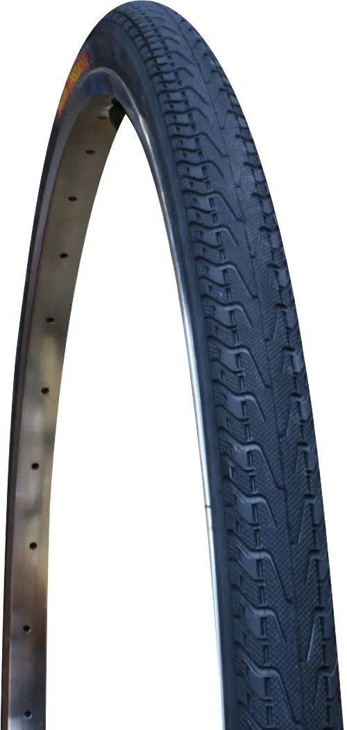 8W27-81 Clincher Tire 27 x 1 1/8 for City Cars, Commuting, Touring, Black Rubber Side Reinforcement