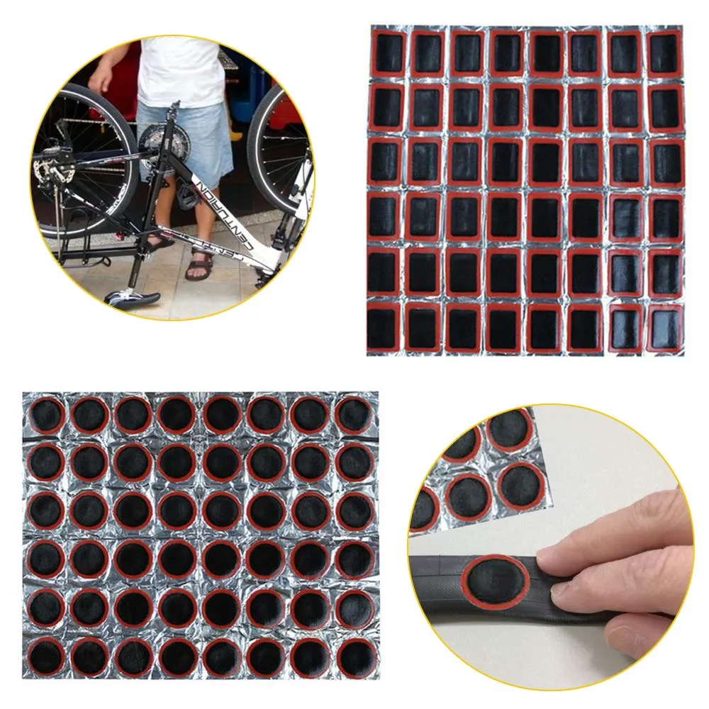 96pcs Bicycle Tire Repair Kit - Non-Self-Adhesive Rubber Patches & Tools for Road Emergencies