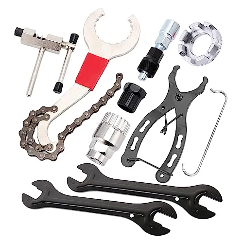 9pcs Bicycle Tool Kit with Cassette Wrench, Chain Breaker & Crank Puller - Durable & Versatile