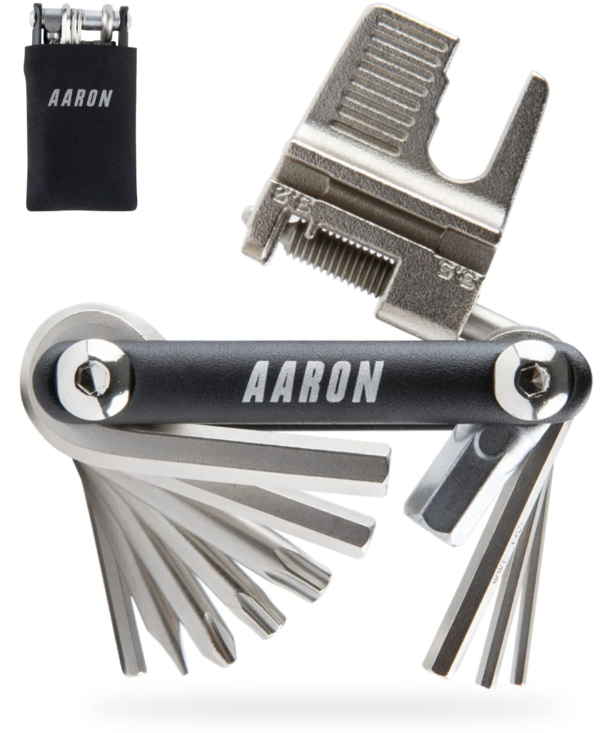AARON 20 in 1 Multitool - Black Stainless Steel Bicycle Tool with Foldable Design and Functions