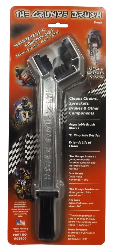 AGB888 Aluminum Grunge Brush - Black, 3-Sided Bristles for Motorcycle & ATV Chain Cleaning