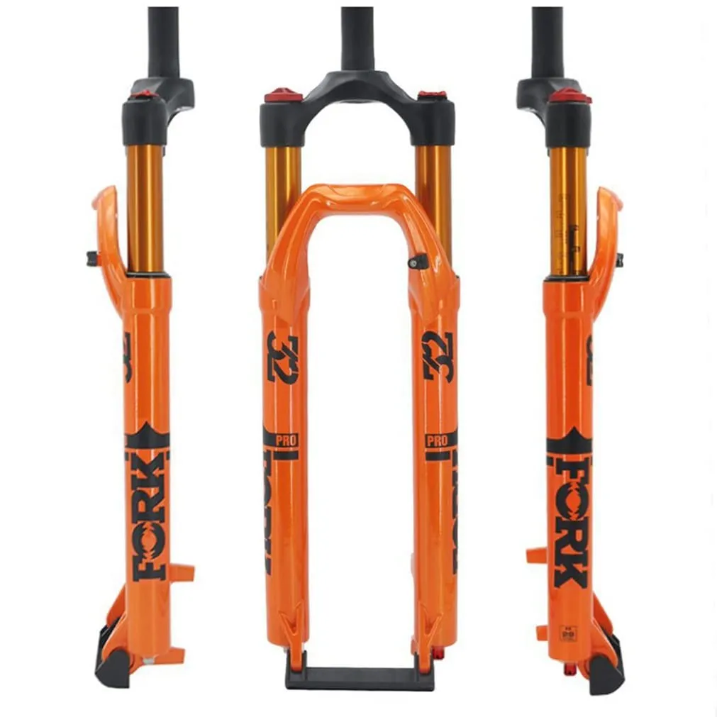 Air Suspension Fork for 26/27.5/29 Bikes - 110mm Travel, Manual Lockout, Quick Release (Orange, 26')