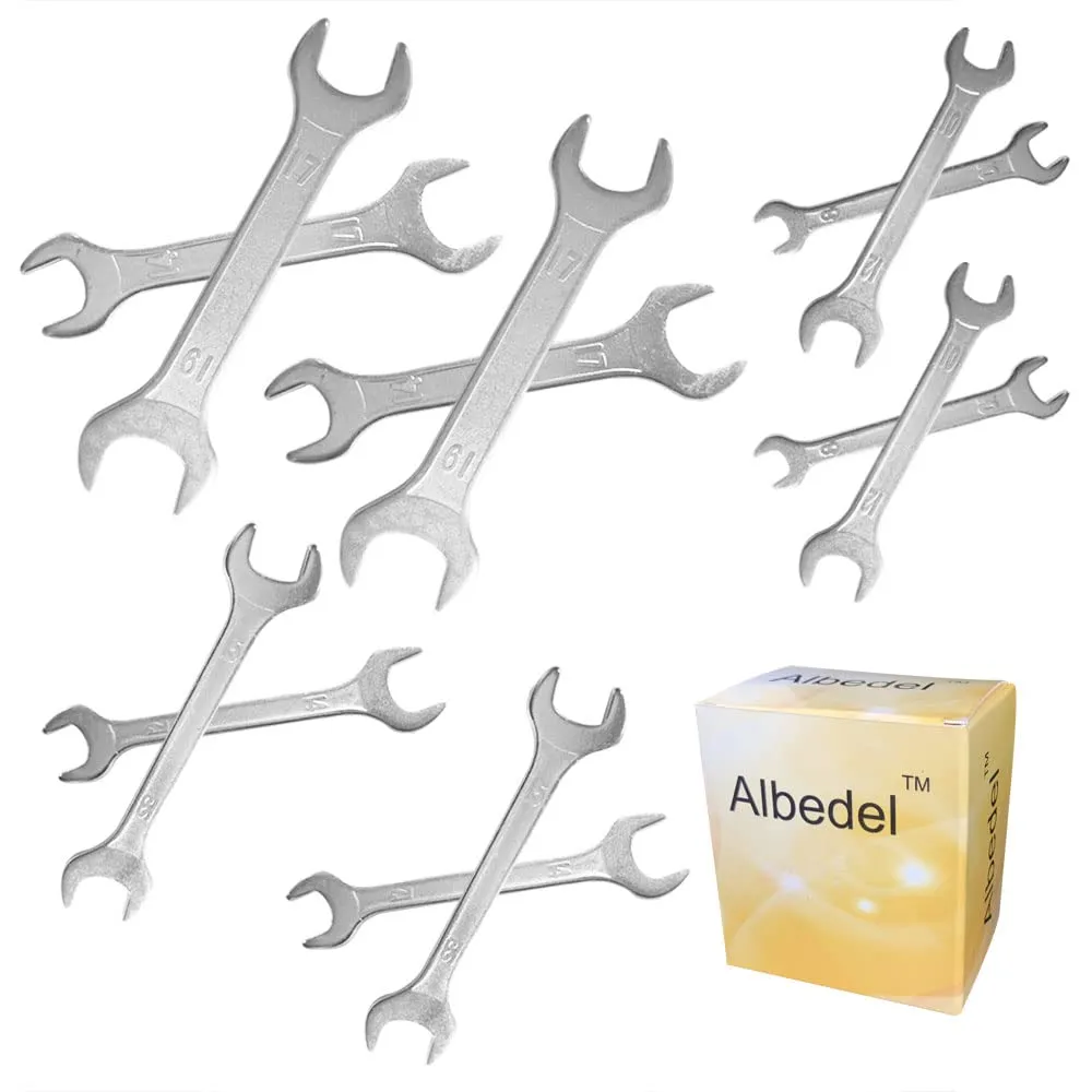 Albedel 2 Sets Double Ended Cone Wrench Bicycle Tool Kit 8mm to 19mm Nickel-Plated Spanners