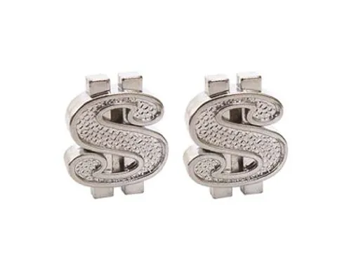 Alta Dollar Sign Schrader Bike Valve Caps - Chrome & Gold, Sold as Pair, Stylish Bike Accessory