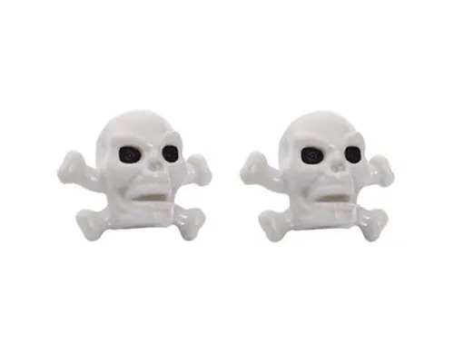 Alta Skull & Bones Schrader Valve Caps - Chrome, Gold, White, Black - Decorative Bike Accessories
