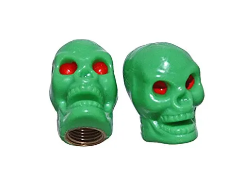 Alta Skull Schrader Valve Caps - Chrome, Gold, Black - Decorative Bike Valve Caps, Sold As Pair