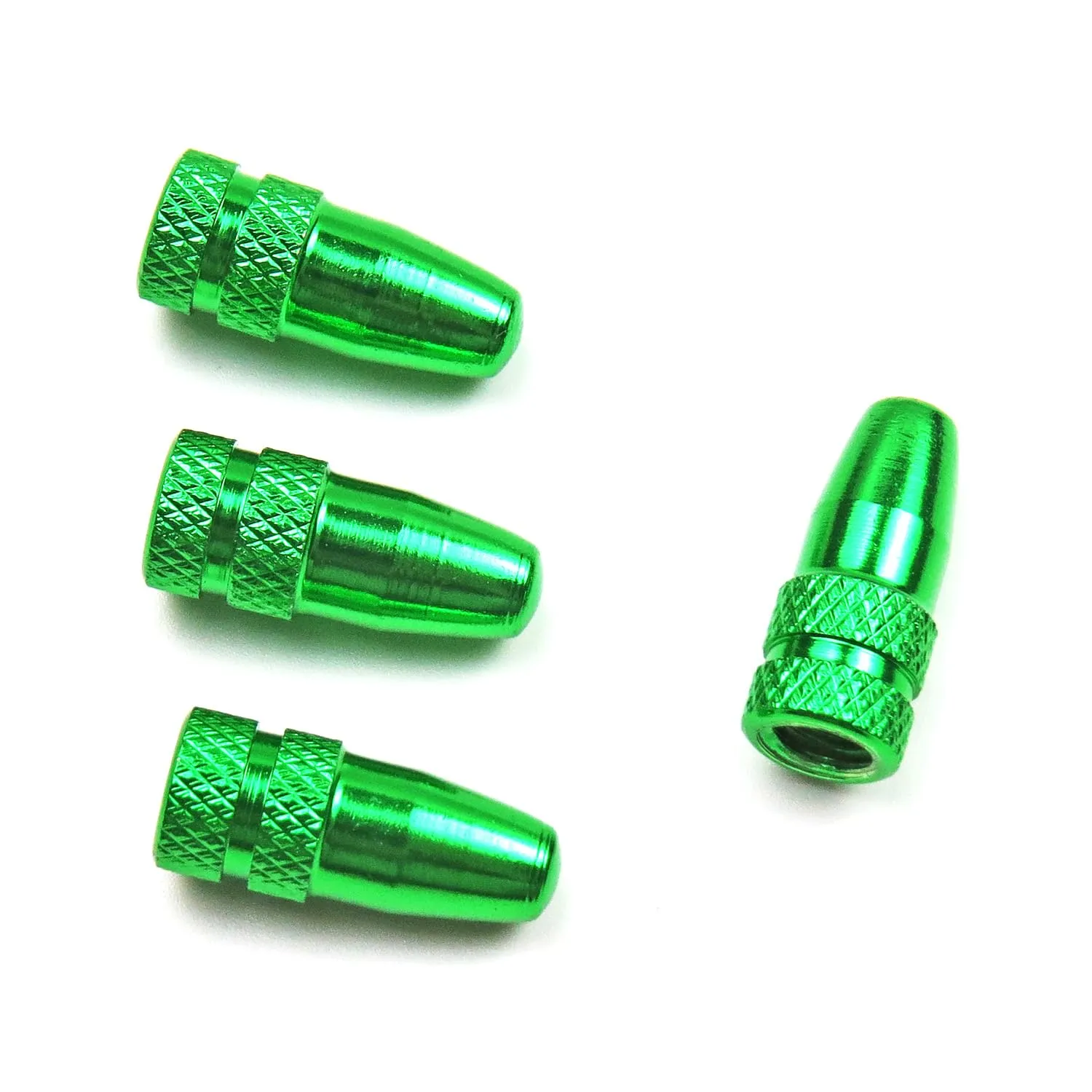 Aluminum Bike Presta Valve Caps Green 4 Pack for MTB, Road, and Hybrid Bike Tire Valve Stems