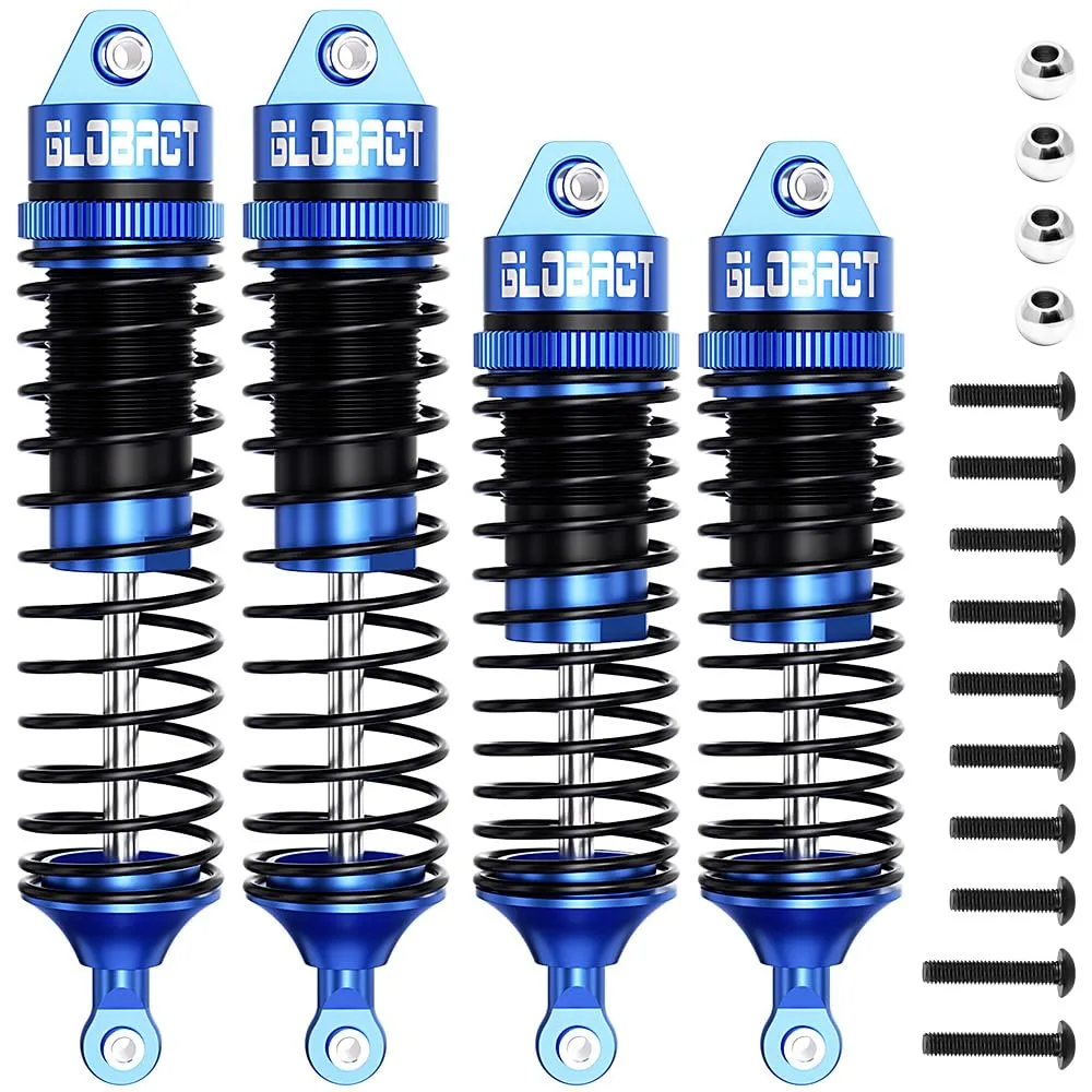 Aluminum RC Oil Shocks Adjustable Front & Rear for 1/10 Slash 2WD/4x4 Stampede Rustler Bandit F-150 (4PCS Blue)