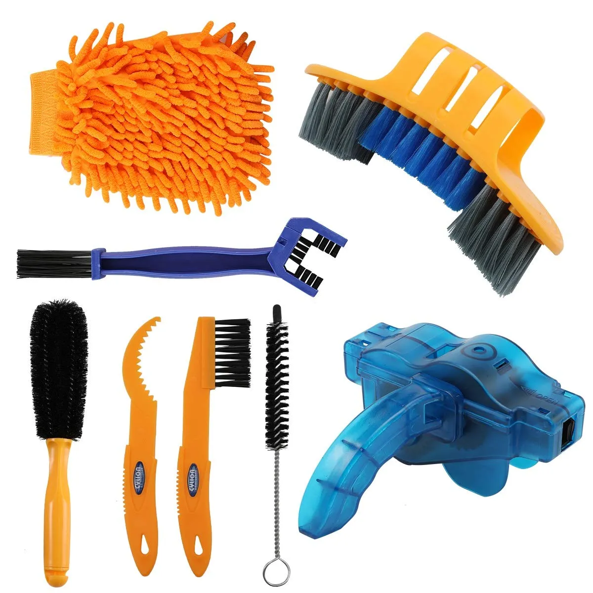 Anndason 8-Piece Precision Bicycle Cleaning Brush Tool Set for Mountain, Road & Folding Bikes
